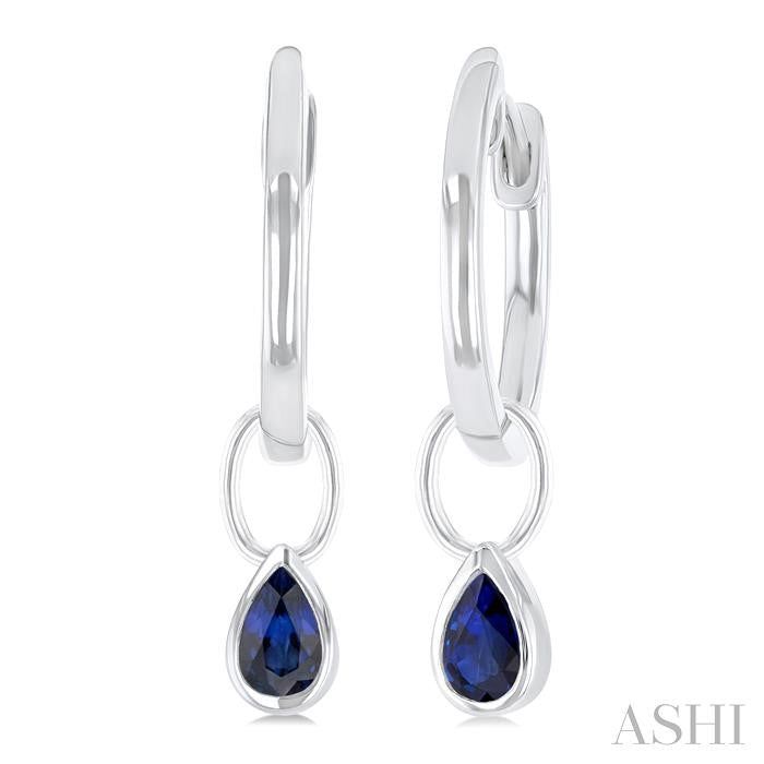 ASHI Pear Shape Bezel Set Gemstone Huggie Fashion Earrings 58899PPT@ERSPWG-PR