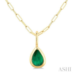 ASHI Pear Shape Bezel Set Paperclip Gemstone Fashion Pendant 58899PPT@PDEMYG-PR
