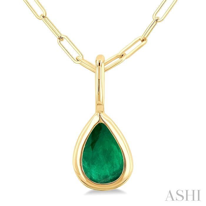 ASHI Pear Shape Bezel Set Paperclip Gemstone Fashion Pendant 58899PPT@PDEMYG-PR
