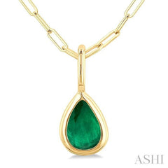 ASHI Pear Shape Bezel Set Paperclip Gemstone Fashion Pendant 58899PPT@PDEMYG-PR