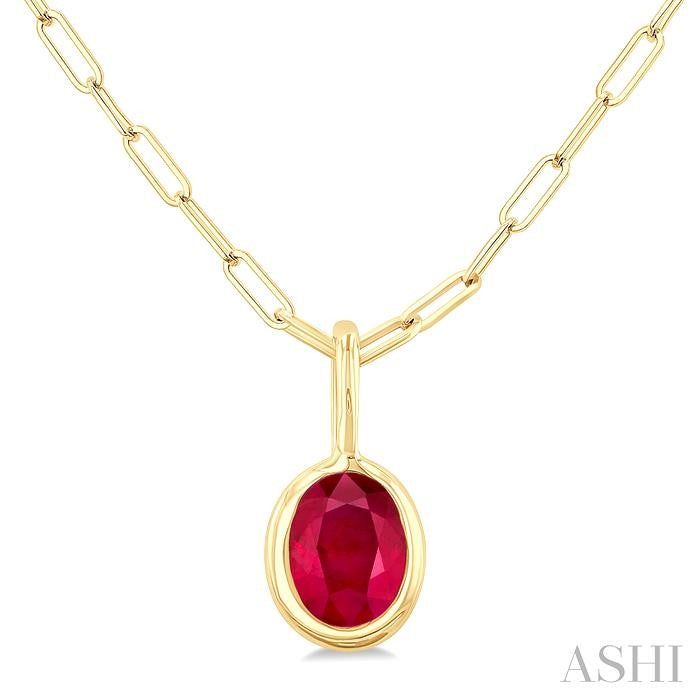 ASHI Oval Shape Bezel Set Paperclip Gemstone Fashion Pendant 58899PPT@PDRBYG-OV