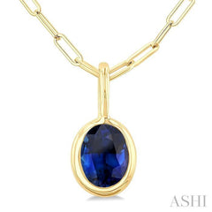 ASHI Oval Shape Bezel Set Paperclip Gemstone Fashion Pendant 58899PPT@PDSPYG-OV