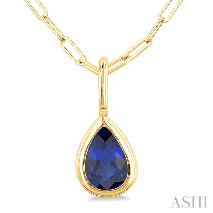 ASHI Pear Shape Bezel Set Paperclip Gemstone Fashion Pendant 58899PPT@PDSPYG-PR