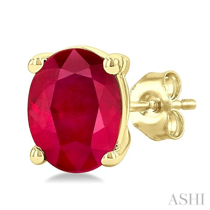 ASHI Oval Shape Gemstone Stud Earrings 58909PPF@ERRBYG-OV