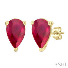 ASHI Pear Shape Gemstone Stud Earrings 58909PPF@ERRBYG-PR
