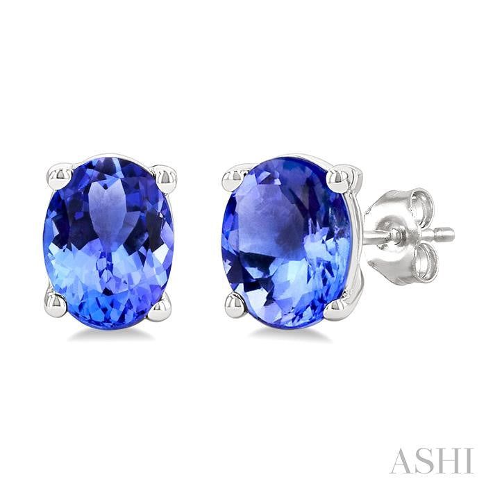ASHI Oval Shape Gemstone Stud Earrings 58909PPF@ERTZWG-OV