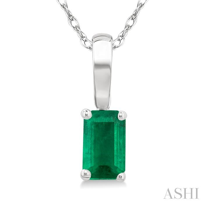 ASHI Emerald Shape Gemstone Solitaire Pendant 58909PPF@PDEMWG-OC