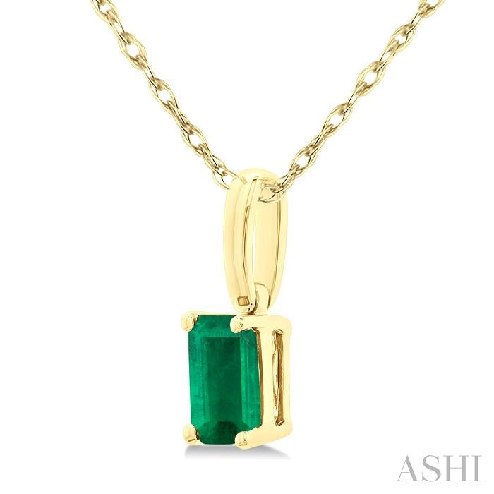 ASHI Emerald Shape Gemstone Solitaire Pendant 58909PPF@PDEMYG-OC