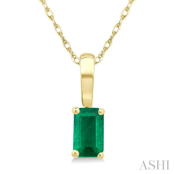 ASHI Emerald Shape Gemstone Solitaire Pendant 58909PPF@PDEMYG-OC