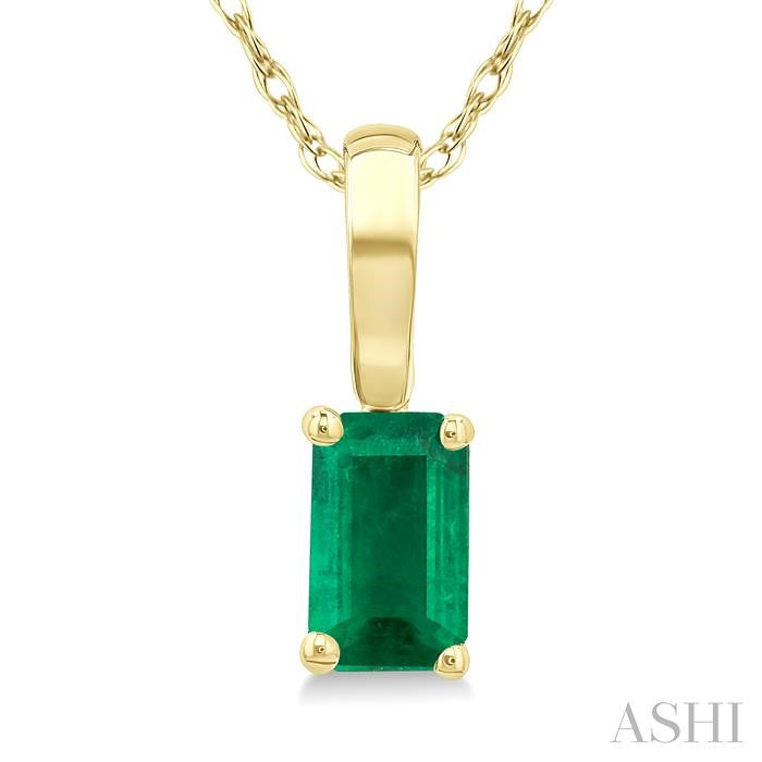ASHI Emerald Shape Gemstone Solitaire Pendant 58909PPF@PDEMYG-OC