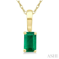 ASHI Emerald Shape Gemstone Solitaire Pendant 58909PPF@PDEMYG-OC
