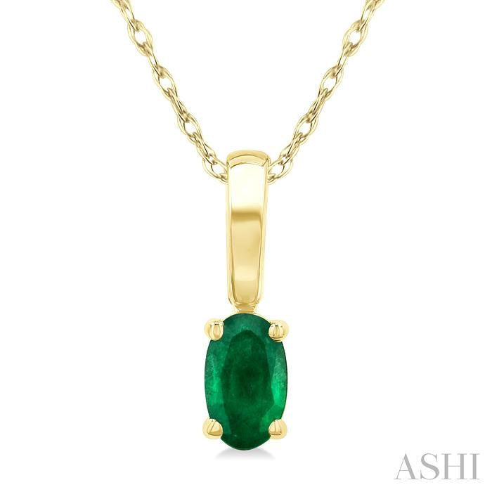 ASHI Oval Shape Gemstone Solitaire Pendant 58909PPF@PDEMYG-OV