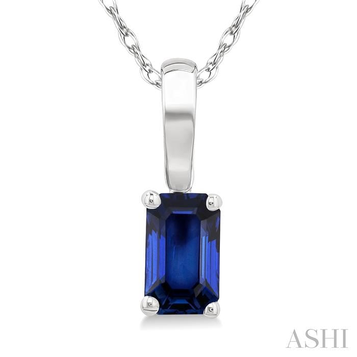 ASHI Emerald Shape Gemstone Solitaire Pendant 58909PPF@PDSPWG-OC
