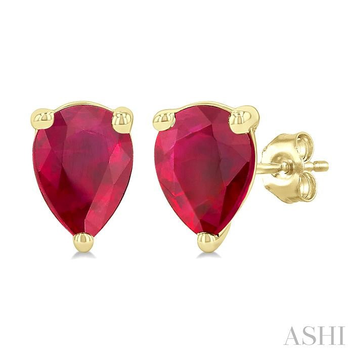 ASHI Pear Shape Gemstone Stud Earrings 58919PPF@ERRBYG-PR