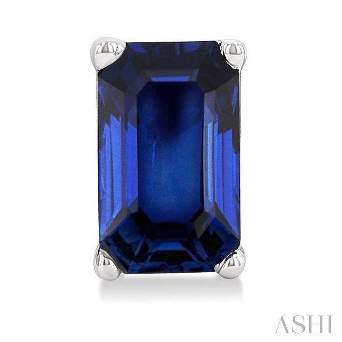 ASHI Emerald Shape Gemstone Stud Earrings 58919PPF@ERSPWG-OC