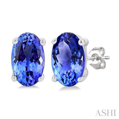 ASHI Oval Shape Gemstone Stud Earrings 58919PPF@ERTZWG-OV