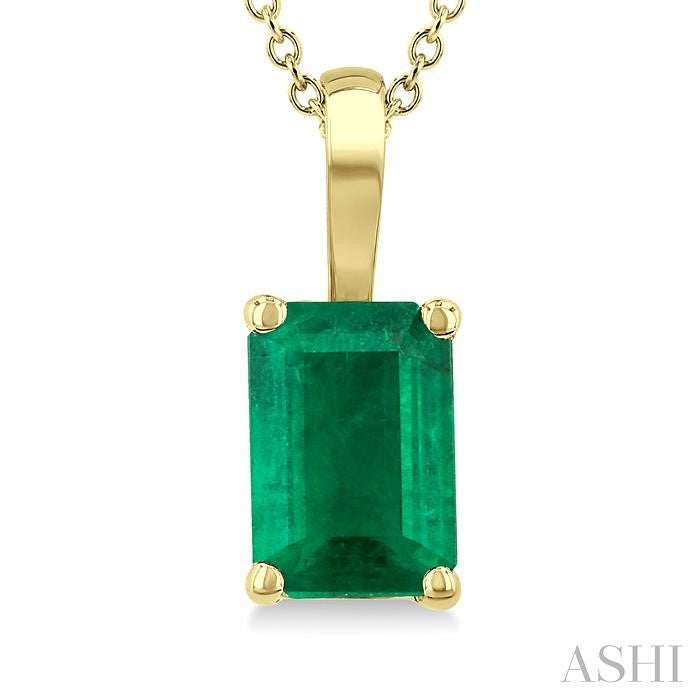 ASHI Emerald Shape Gemstone Solitaire Pendant 58919PPF@PDEMYG-OC