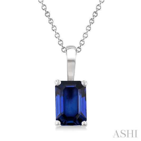 ASHI Emerald Shape Gemstone Solitaire Pendant 58919PPF@PDSPWG-OC