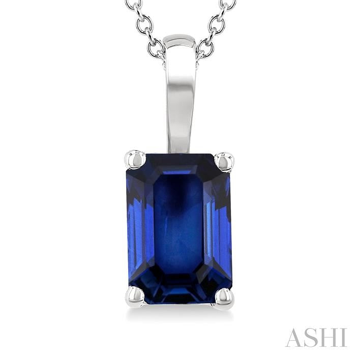 ASHI Emerald Shape Gemstone Solitaire Pendant 58919PPF@PDSPWG-OC