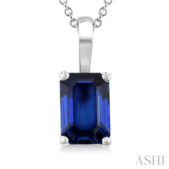 ASHI Emerald Shape Gemstone Solitaire Pendant 58919PPF@PDSPWG-OC