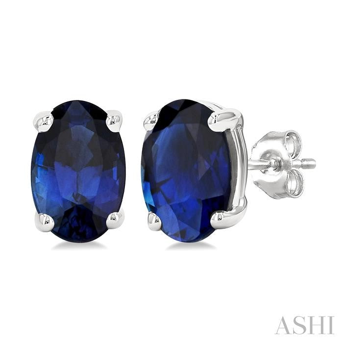 ASHI Oval Shape Gemstone Stud Earrings 58929PPF@ERSPWG-OV