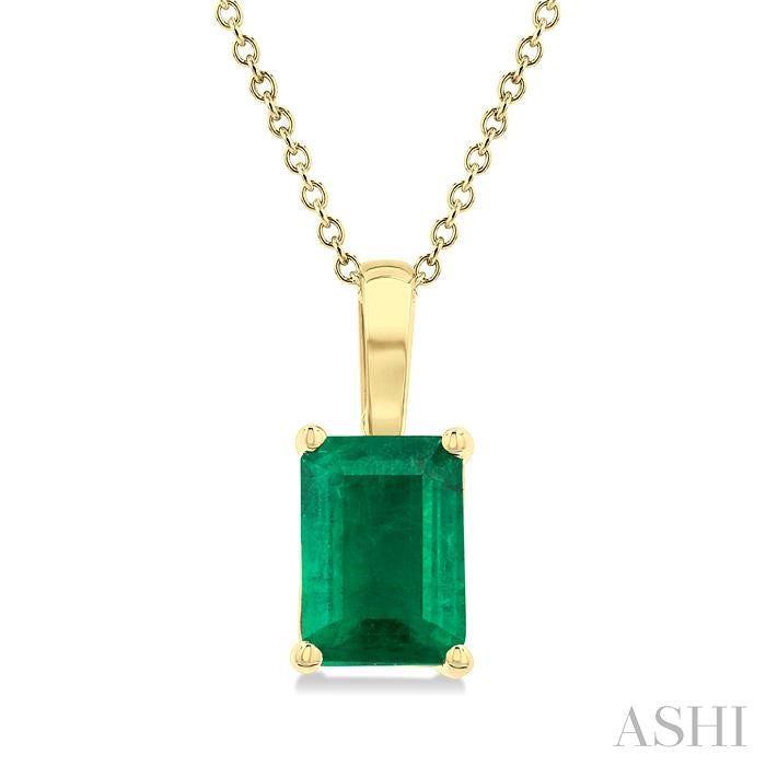 ASHI Emerald Shape Gemstone Solitaire Pendant 58929PPF@PDEMYG-OC