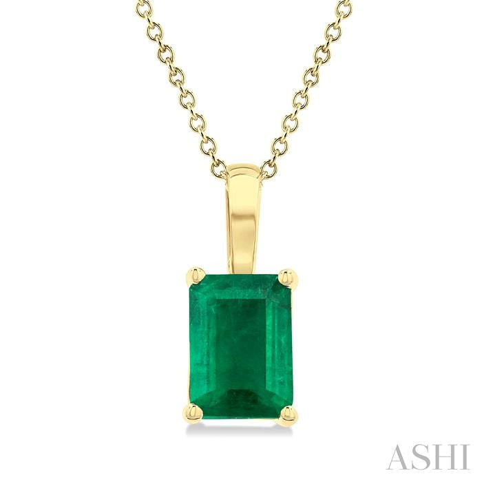 ASHI Emerald Shape Gemstone Solitaire Pendant 58929PPF@PDEMYG-OC