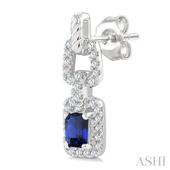 ASHI Emerald Shape Gemstone & Diamond Link Earrings 58946PPFGERSPWG