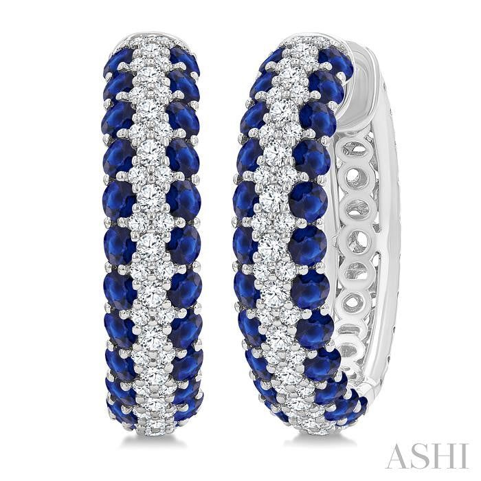 ASHI Gemstone & Diamond Hoop Earrings 58953PPFGERSPWG