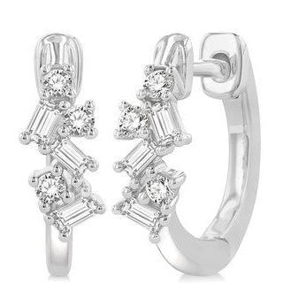Parkplace Jewelers Scatter Baguette Diamond Petite Huggie Fashion Earrings 668W6PPFHERWG