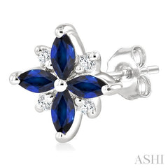ASHI Blossom Marquise Shape Gemstone & Diamond Earrings 58999PPTGERSPWG