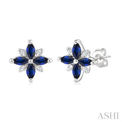 ASHI Blossom Marquise Shape Gemstone & Diamond Earrings 58999PPTGERSPWG