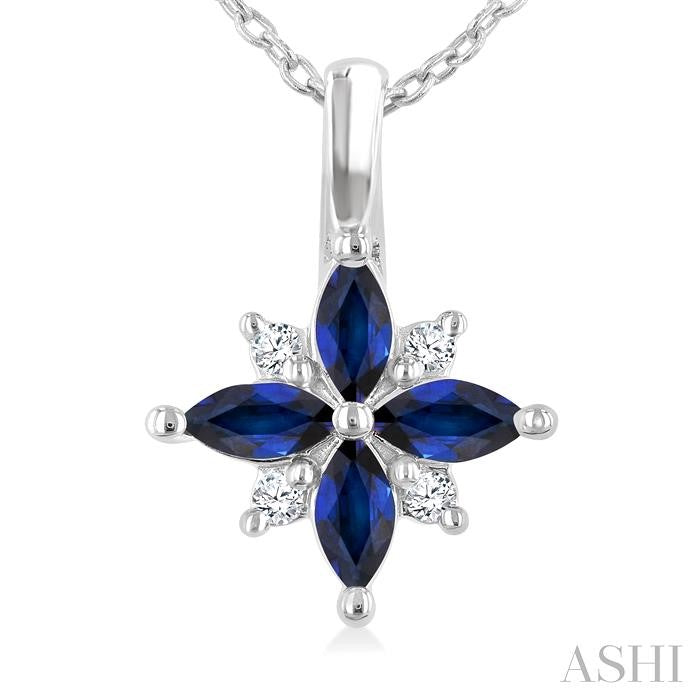 ASHI Blossom Marquise Shape Gemstone & Diamond Pendant 58999PPTGPDSPWG