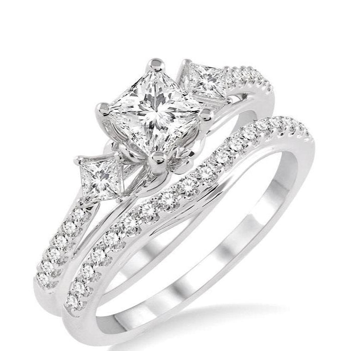 Parkplace Jewelers Princess Shape Past Present & Future Diamond Wedding Set 14630PPFHWG-WS-1.10