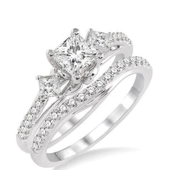 Parkplace Jewelers Princess Shape Past Present & Future Diamond Wedding Set 14630PPFHWG-WS-1.10