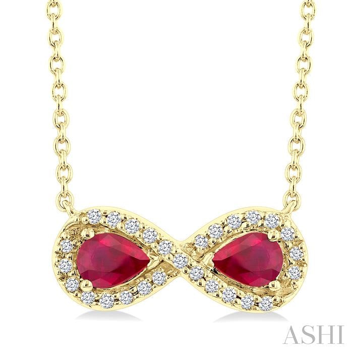 ASHI Pear Shape Gemstone & Infinity Halo Diamond Pendant 59018PPTSPDRBYG