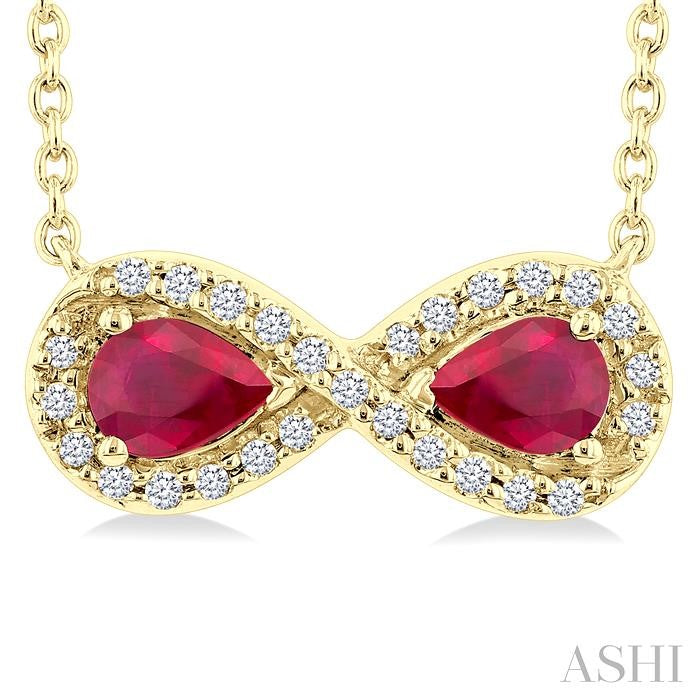 ASHI Pear Shape Gemstone & Infinity Halo Diamond Pendant 59018PPTSPDRBYG