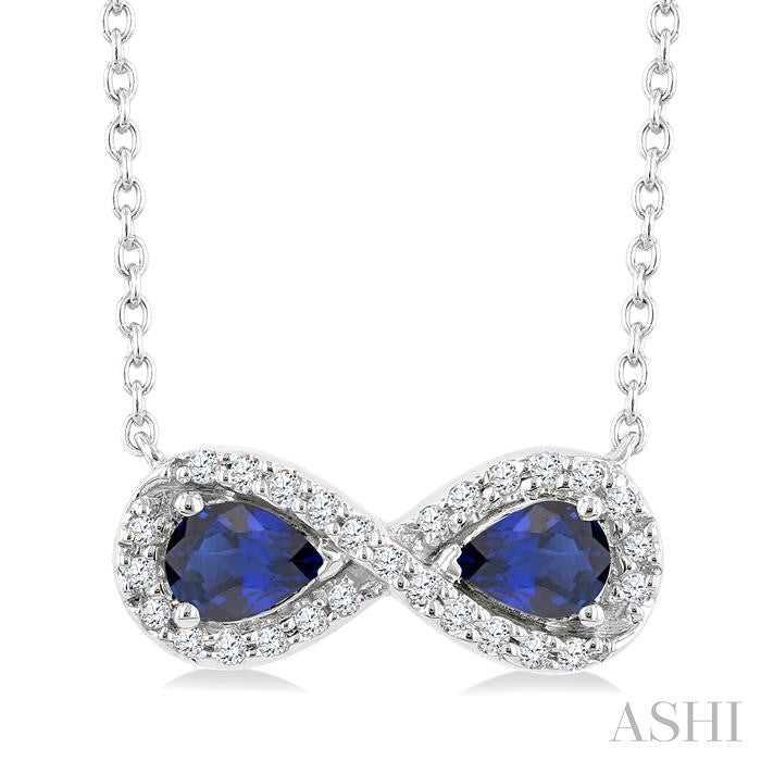 ASHI Pear Shape Gemstone & Infinity Halo Diamond Pendant 59018PPTSPDSPWG