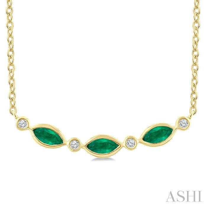 ASHI Marquise Shape Gemstone & Diamond Fashion Necklace 59020PPTGNKEMYG