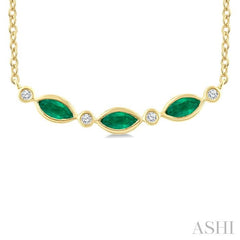 ASHI Marquise Shape Gemstone & Diamond Fashion Necklace 59020PPTGNKEMYG