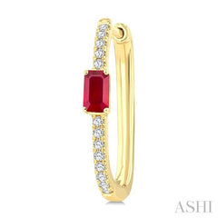ASHI Emerald Shape Gemstone & Diamond Hoop Earrings 59037PPTGERRBYG