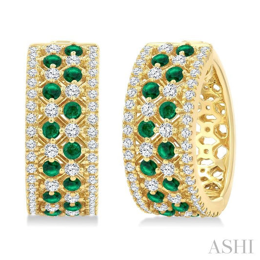 ASHI Gemstone & Diamond Hoop Earrings 59041PPFGEREMYG
