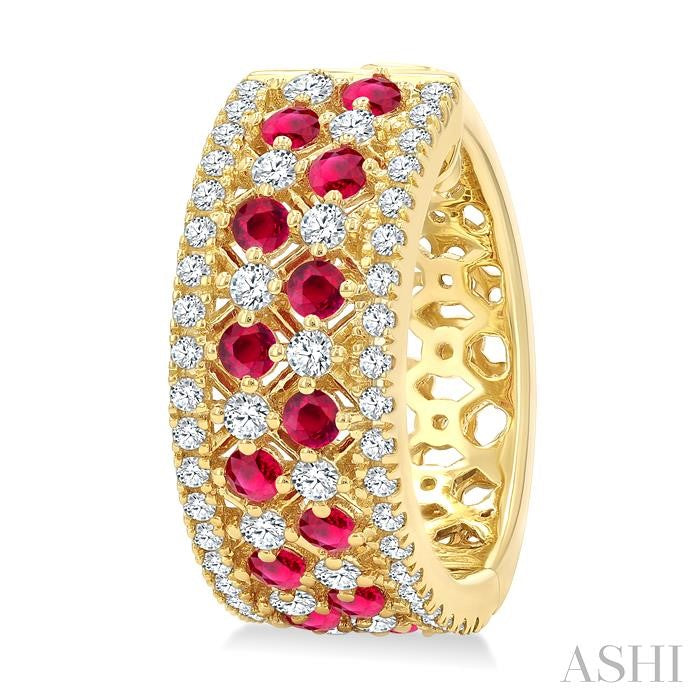 ASHI Gemstone & Diamond Hoop Earrings 59041PPFGERRBYG