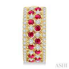 ASHI Gemstone & Diamond Hoop Earrings 59041PPFGERRBYG