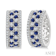ASHI Gemstone & Diamond Hoop Earrings 59041PPFGERSPWG