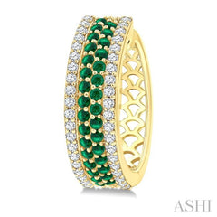 ASHI Gemstone & Diamond Hoop Earrings 59053PPFGEREMYG