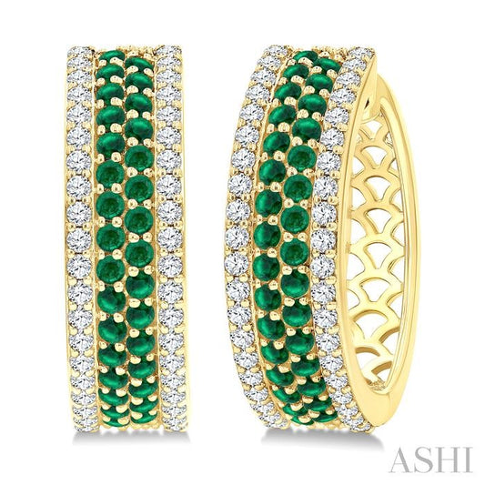 ASHI Gemstone & Diamond Hoop Earrings 59053PPFGEREMYG
