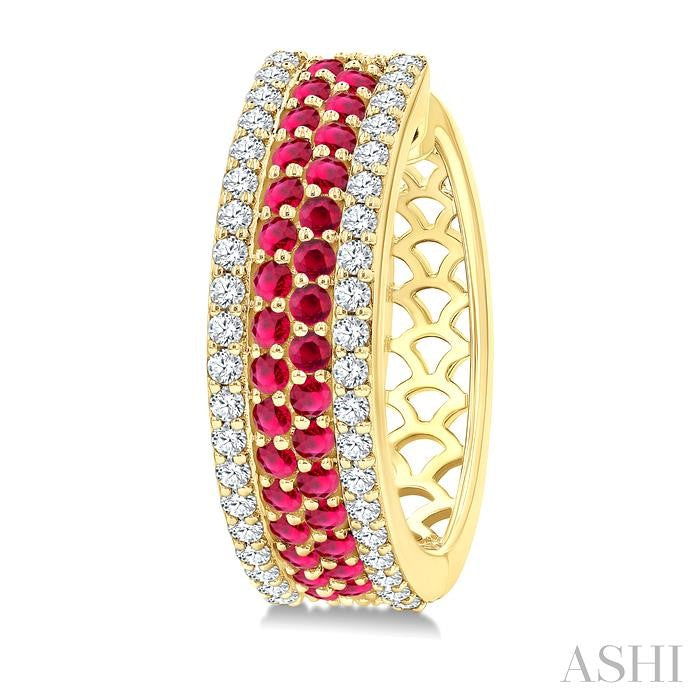 ASHI Gemstone & Diamond Hoop Earrings 59053PPFGERRBYG