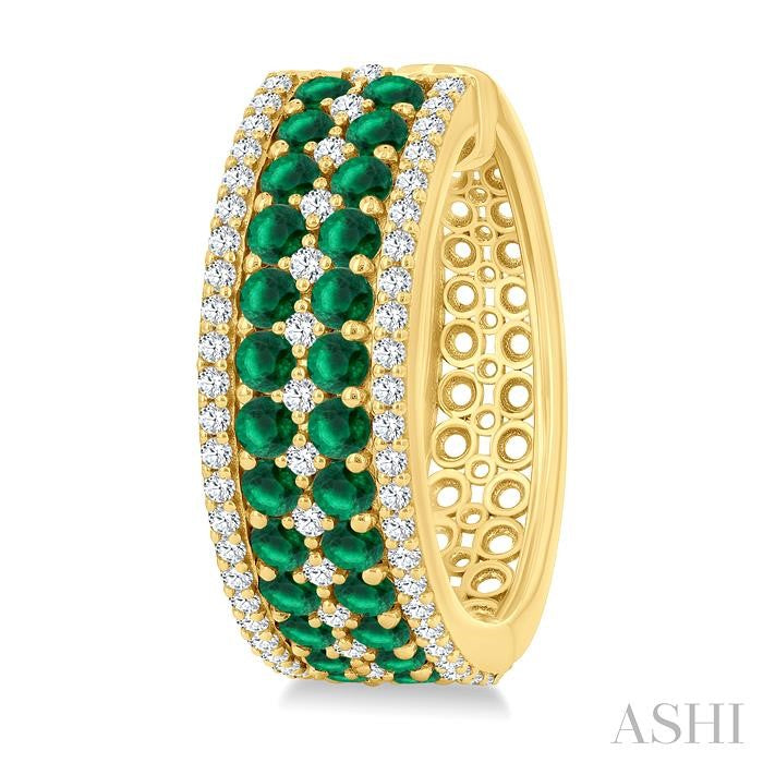 ASHI Gemstone & Diamond Hoop Earrings 59072PPFGEREMYG