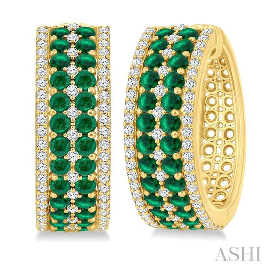 ASHI Gemstone & Diamond Hoop Earrings 59072PPFGEREMYG